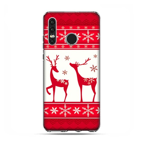 Huawei P30 Lite - etui na telefon - Czerwone renifery świąteczne