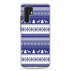 Huawei P30 Pro - etui na telefon - Niebieskie renifery sweterek