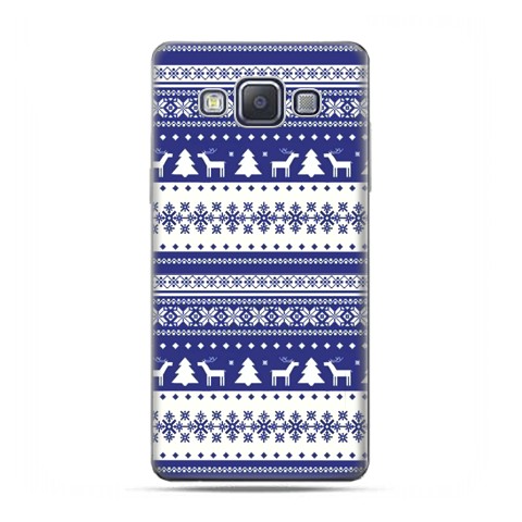 Samsung A3 2015 - etui na telefon - Niebieskie renifery sweterek