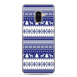 Samsung Galaxy A8 2018 - etui na telefon - Niebieskie renifery sweterek