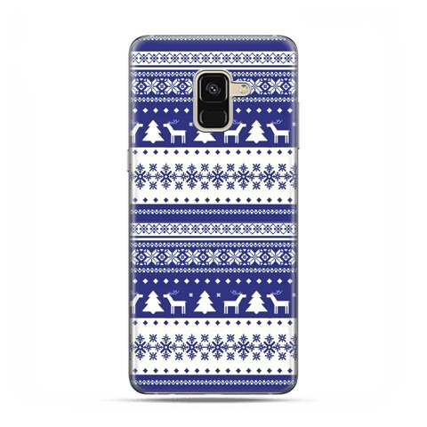 Samsung Galaxy A8 2018 - etui na telefon - Niebieskie renifery sweterek