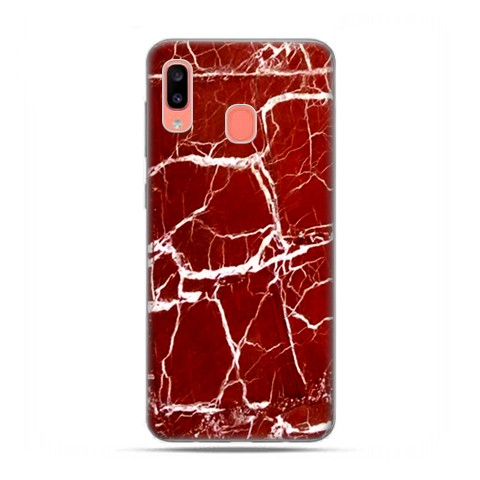 Samsung Galaxy A20E - etui na telefon wzory - Spękany czerwony marmur