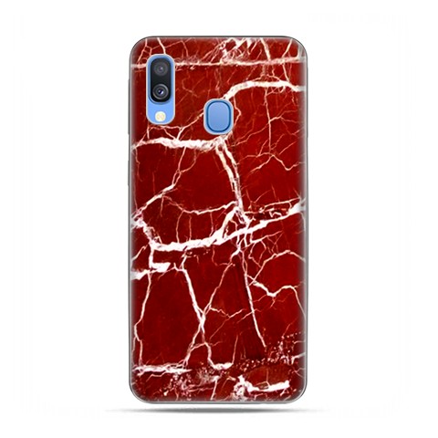 Samsung Galaxy A40 - etui na telefon wzory - Spękany czerwony marmur