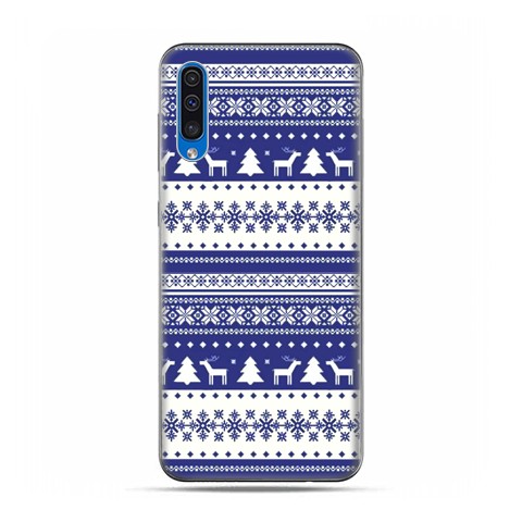 Etui na telefon Samsung Galaxy A50 - Niebieskie renifery sweterek