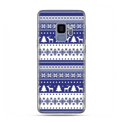 Samsung Galaxy S9 - etui na telefon z grafiką - Niebieskie renifery sweterek