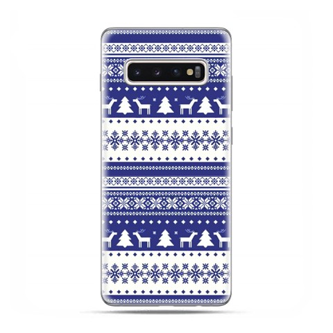 Samsung Galaxy S10 Plus - etui na telefon - Niebieskie renifery sweterek