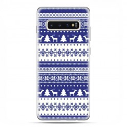 Samsung Galaxy S10 - etui na telefon z grafiką - Niebieskie renifery sweterek