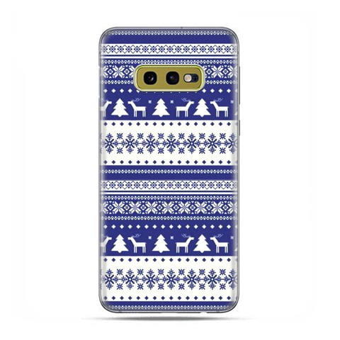Samsung Galaxy S10e - etui na telefon z grafiką - Niebieskie renifery sweterek