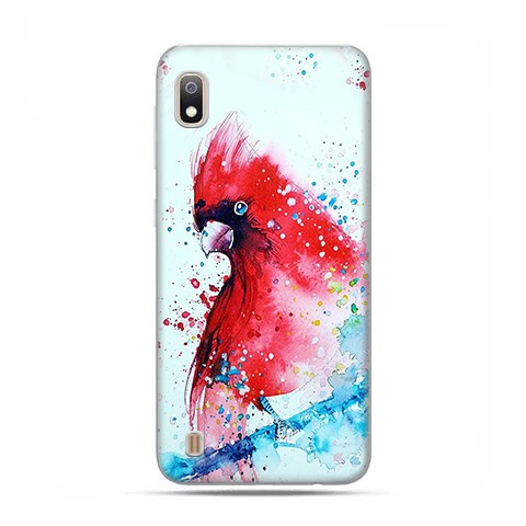 Etui case na telefon - Samsung Galaxy A10 - Czerwona papuga watercolor.