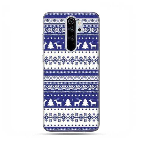 Etui case na telefon - Xiaomi Redmi Note 8 Pro - Niebieskie renifery sweterek