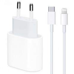 Zestaw Kabel + Ładowarka do iPhone Lightning Typ C 20W szybkie ładowanie - Biały