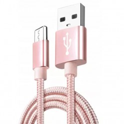 Pleciony Kabel do ładowania telefonu Micro USB Ładowarka - Różowy