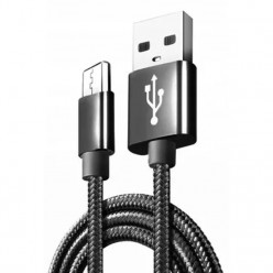 Pleciony Kabel do ładowania telefonu Micro USB  Ładowarka - Czarny