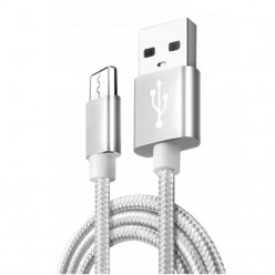 Pleciony Kabel do ładowania telefonu USB - C Ładowarka - Srebrny