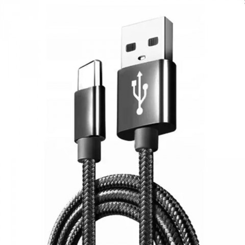 Pleciony Kabel do ładowania telefonu USB - C Ładowarka - Czarny
