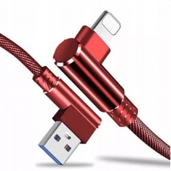 Kabel do ładowania telefonu Kątowy Angle iPhone ładowarka - Czerwony