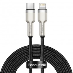BASEUS kabel Typ C do Apple Lightning 8-pin PD20W Power Delivery Cafule Metal Cable CATLJK-B01 2 metry czarny