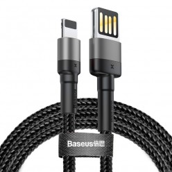 BASEUS kabel USB Cafule do iPhone Lightning 8-pin 2,4A 1 metr szaro-czarny CALKLF-GG1